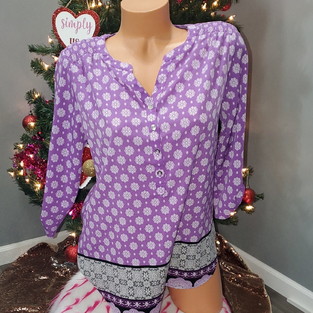 Croft & Barrow Floral Patterned Top Shirt Blouse - Picture 1 of 7